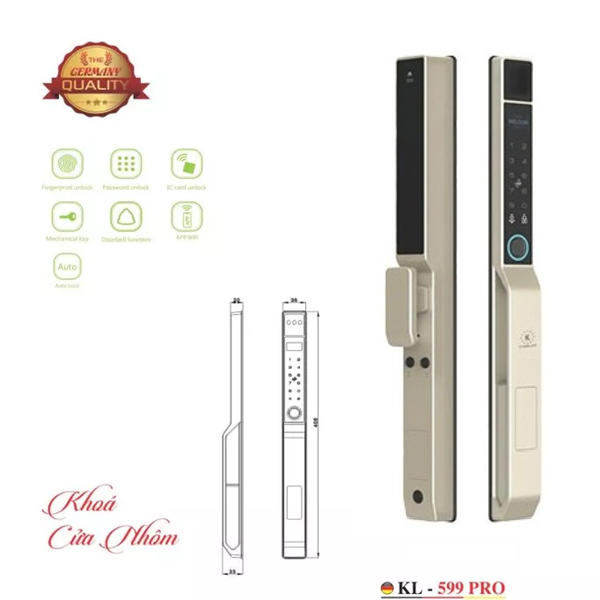 Khoá Vân Tay Cửa Nhôm Kassler KL-599Pro App
