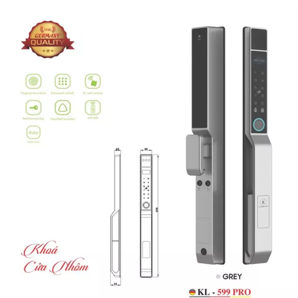 Khoá Vân Tay Cửa Nhôm Kassler KL-599Pro App