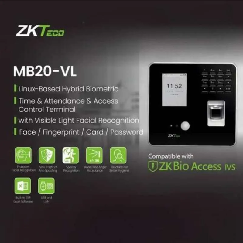 Máy Chấm Công Khuôn Mặt Zkteco MB20 VL