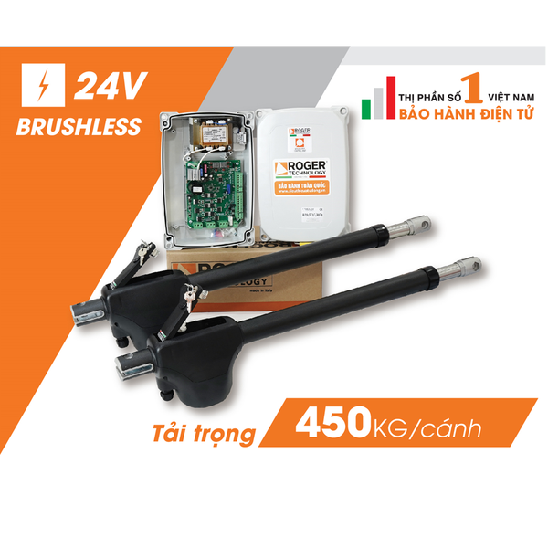  Motor Cổng Tay Đòn Roger MonoS4 24v 450kg Italia 