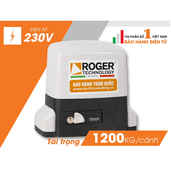  Motor Cổng Trượt Roger KIT R30/1203 230v 1200Kg Italia 