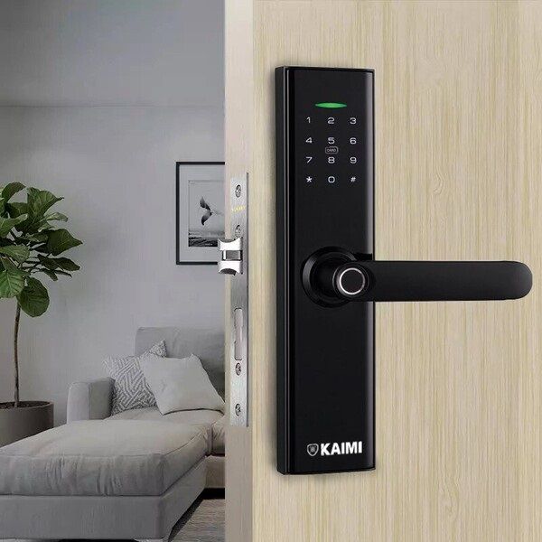  Khóa Cửa Vân Tay Kaimi S12 – Viền Đồng 