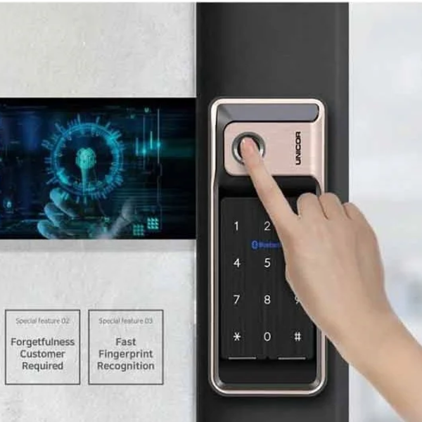  Khoá Vân Tay Cửa Kính Unico GR500 BW 