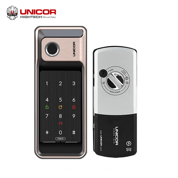  Khoá Vân Tay Cửa Kính Unico GR500 BW 