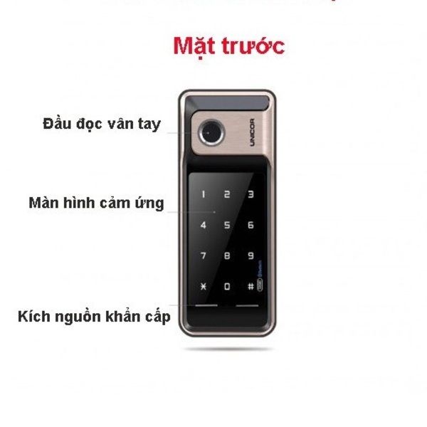 Khoá Vân Tay Cửa Kính Unico GR500 BW