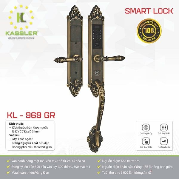 Khóa Cửa Vân Tay Đại Sảnh Kassler KL969GR