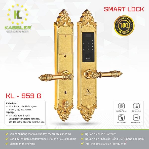 Khóa Cửa Vân Tay Đại Sảnh Kassler KL959G