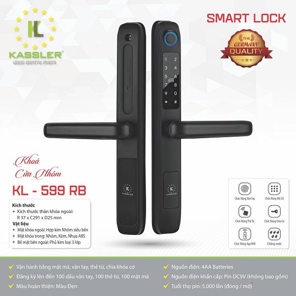  Khóa cửa vân tay Kassler KL-599 RB 