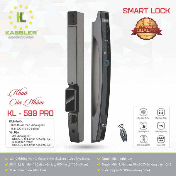  Khóa Vân Tay Cửa Nhôm Kassler KL599 Pro 