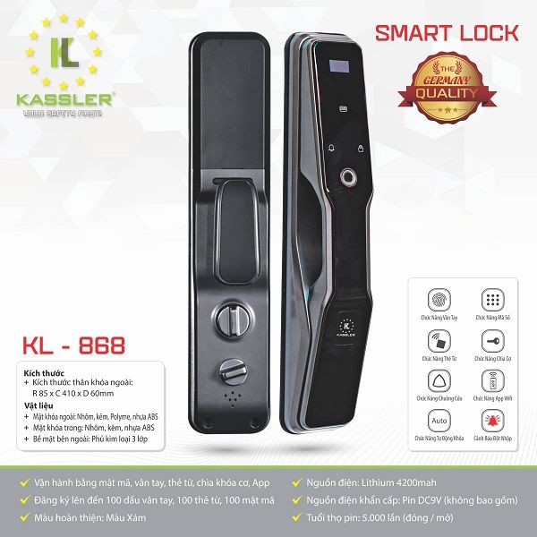 Khóa cửa vân tay Kassler KL-868 APP