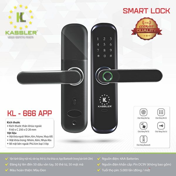 Khóa Cửa Vân Tay Kassler KL-666