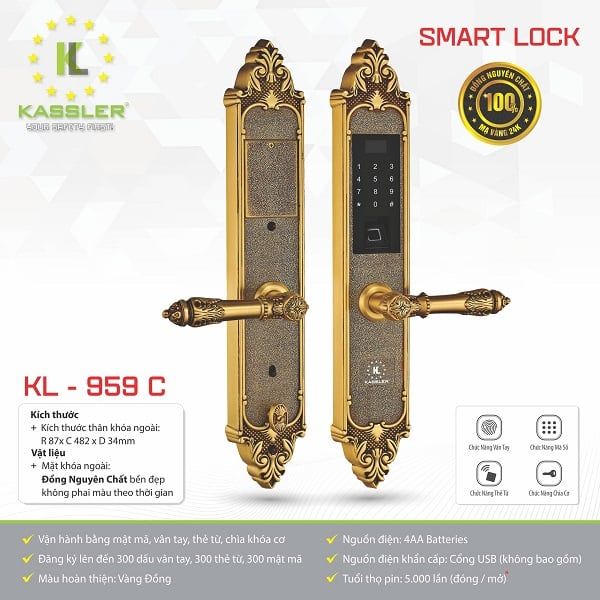 Khóa Cửa Vân Tay Đại Sảnh Kassler KL959C
