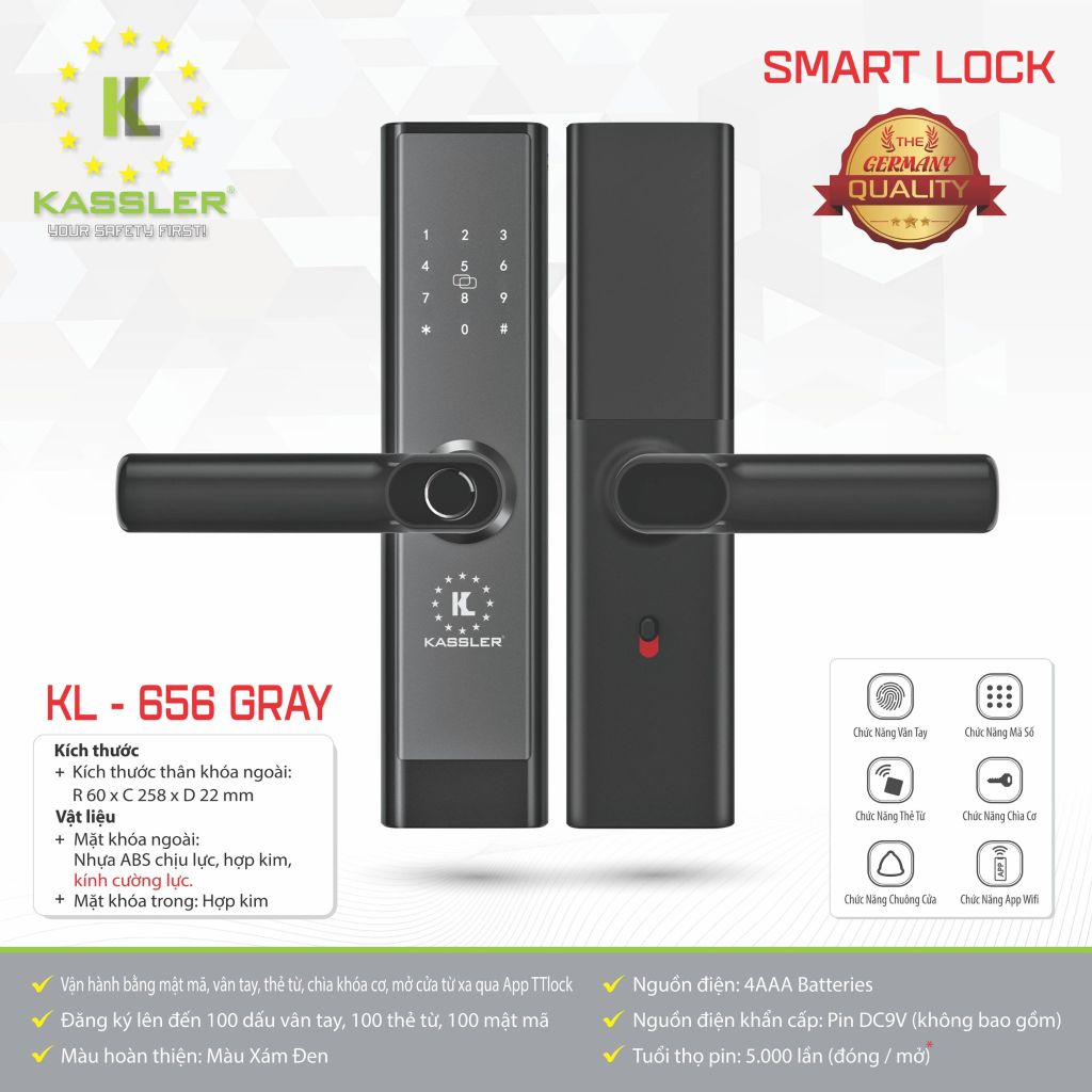 Khóa Cửa Vân Tay Kassler KL656