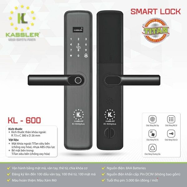  Khóa Cửa Vân Tay Kassler KL 600B 