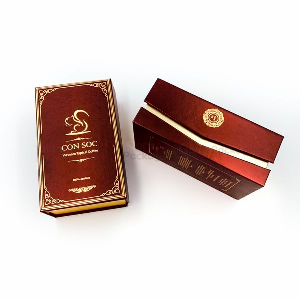  Hộp nắp gấp nam châm cán màng metalized cà phê 