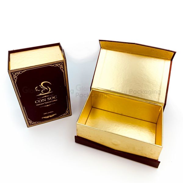  Hộp nắp gấp nam châm cán màng metalized cà phê 