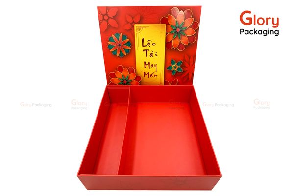  Hộp quà Tết Nhân Dần 2022 hộp cứng cao cấp quà tết màu đỏ 