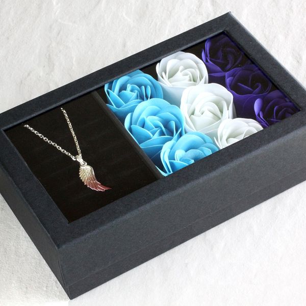  Hộp trang sức chữ nhật trang trí hoa hồng tươi/sáp 