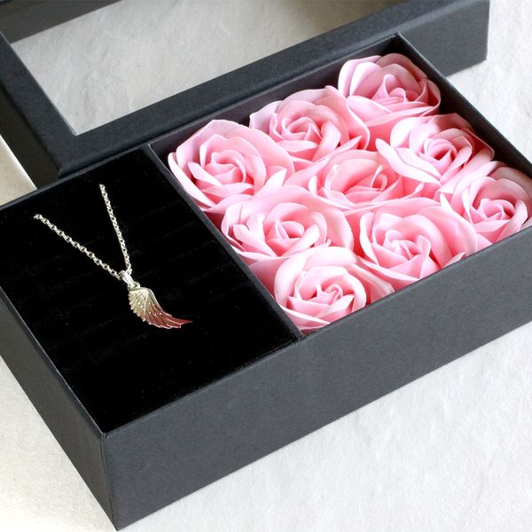  Hộp trang sức chữ nhật trang trí hoa hồng tươi/sáp 