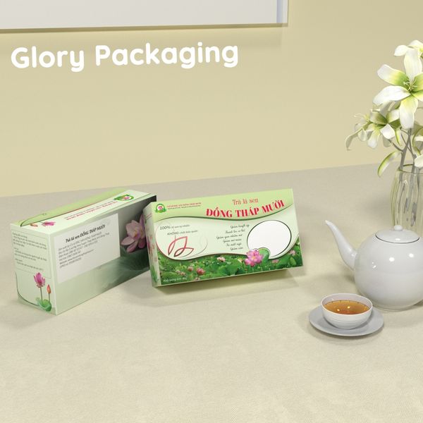  Hộp trà lá sen in offset trang nhã 