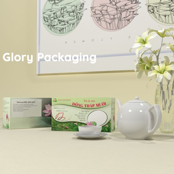  Hộp trà lá sen in offset trang nhã 