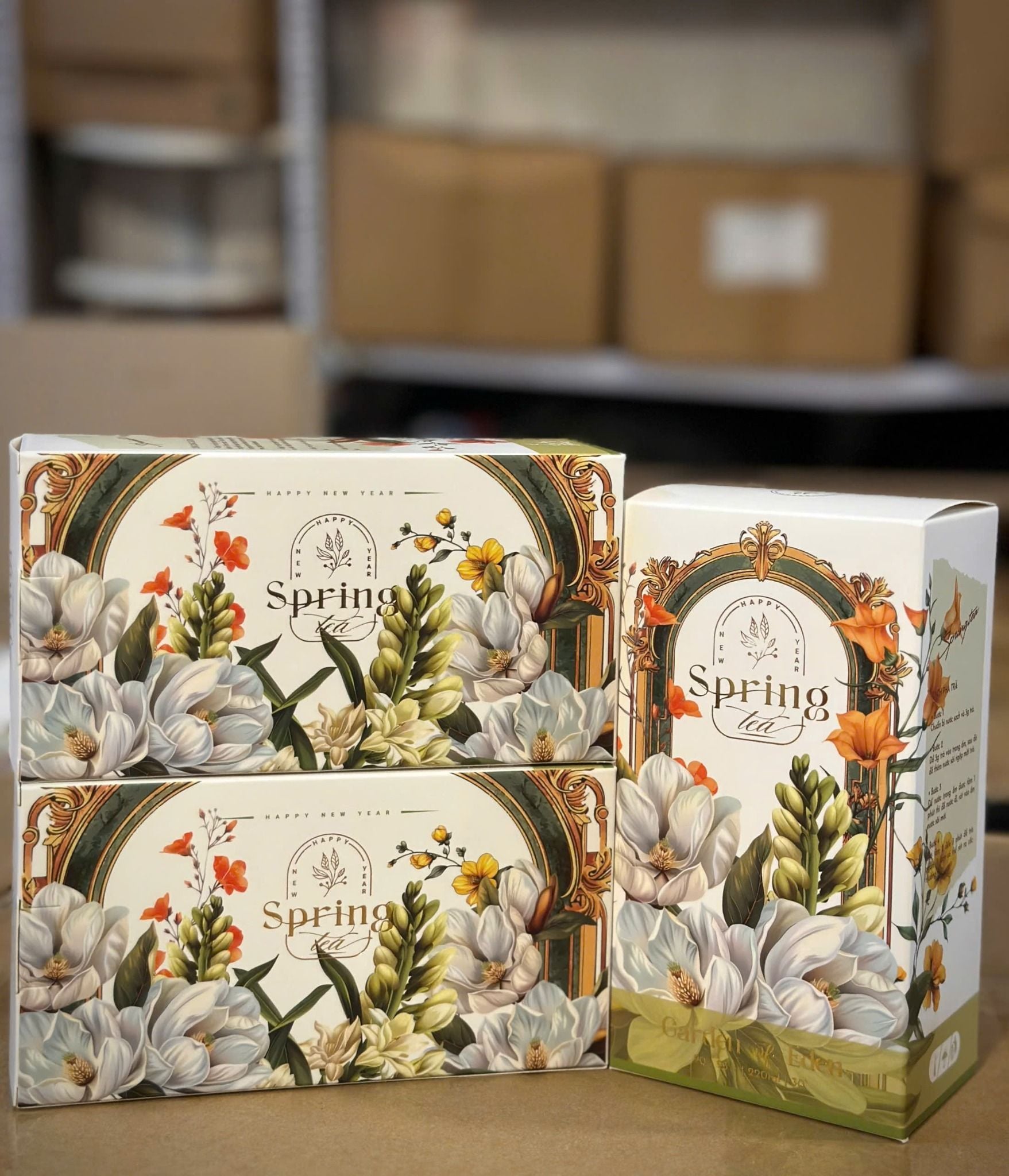 VỎ HỘP ĐỰNG TRÀ/CHÈ HƯƠNG XUÂN/SPRING TEA MẪU TẾT – BakeNabi