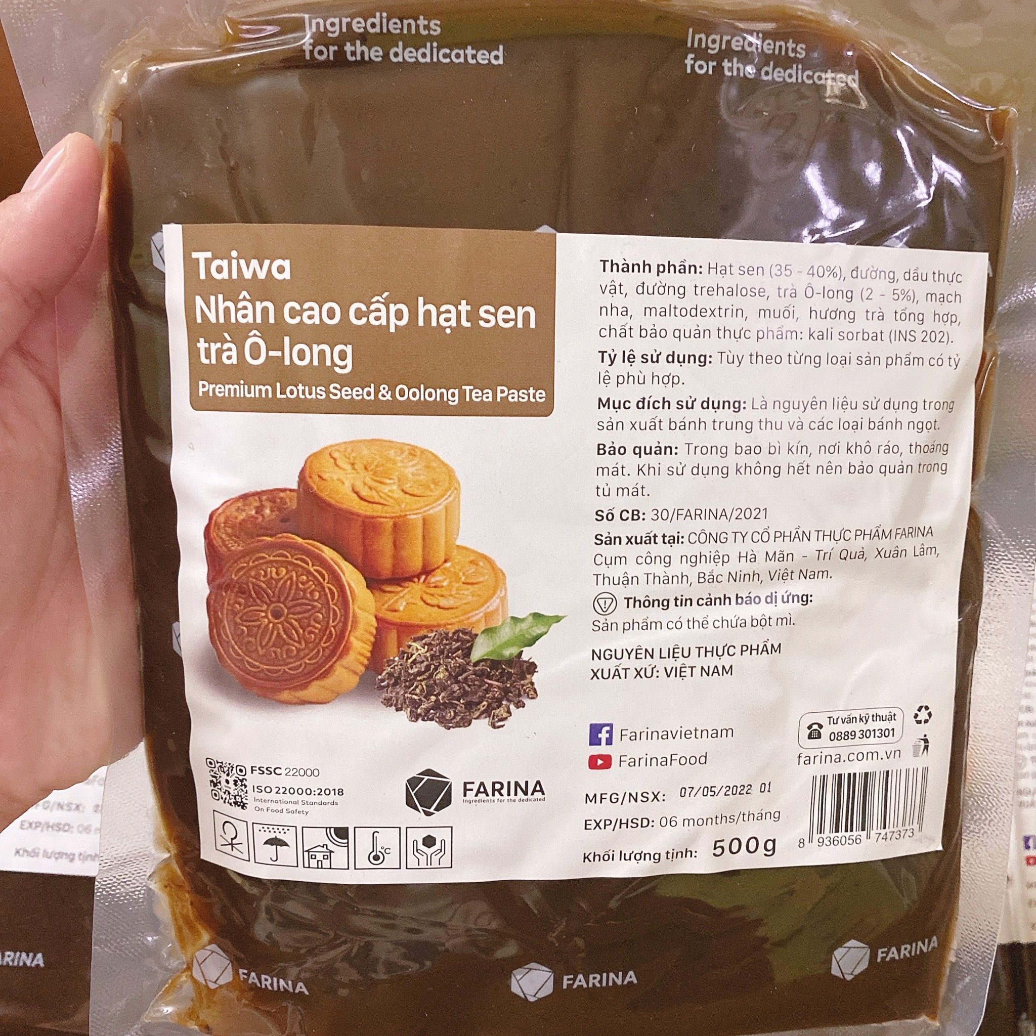  Nhân TAIWA/ HEKA/LAVA 0,5kg -  Nhân bánh trung thu Farina cao cấp 