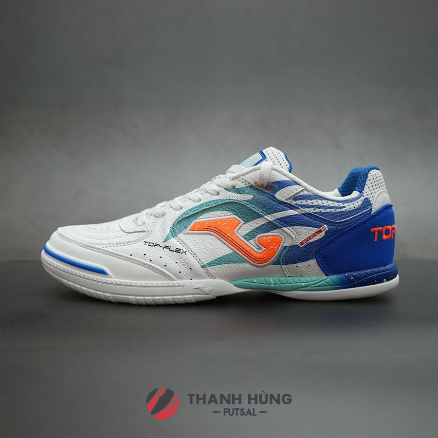 GIÀY ĐÁ BÓNG FUTSAL JOMA TOP FLEX IN 2576 - TRẮNG/XANH HOÀNG GIA