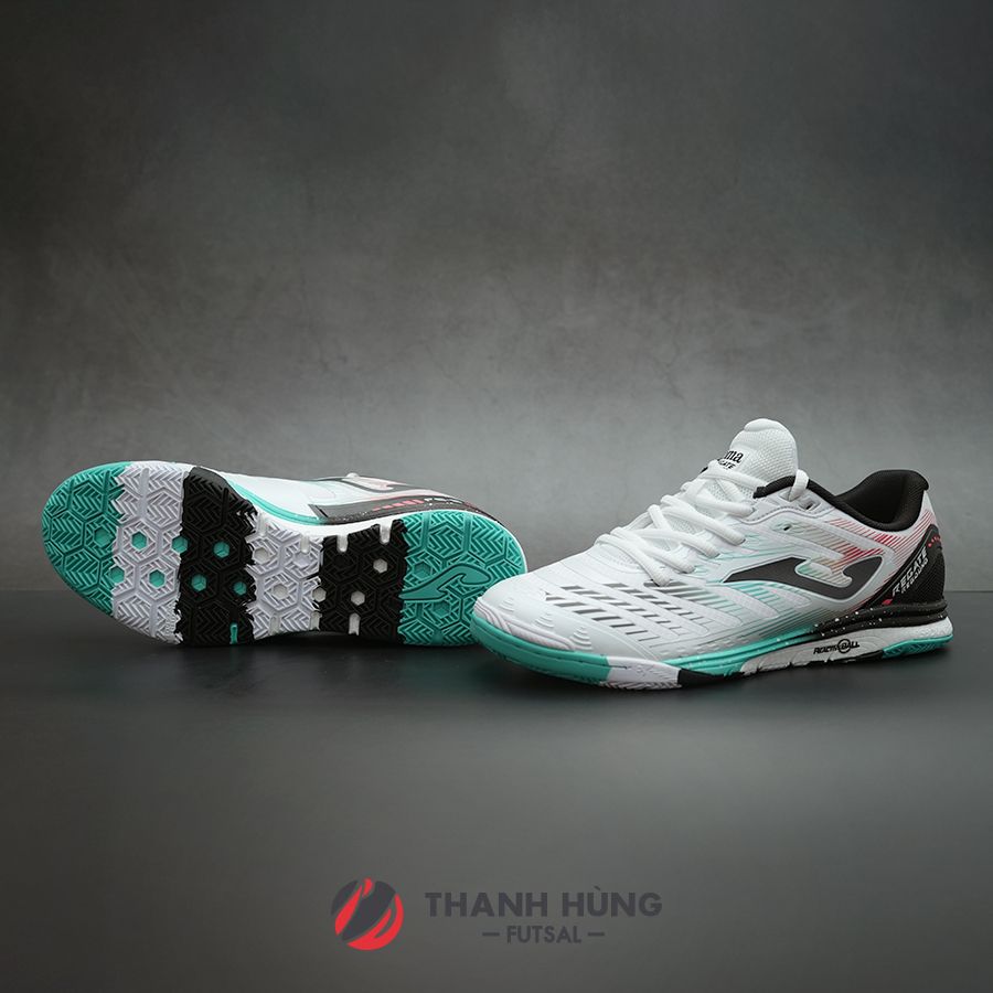 GIÀY ĐÁ BÓNG SÂN FUTSAL JOMA REGATE REBOUND 2502 - TRẮNG/ĐEN/XANH
