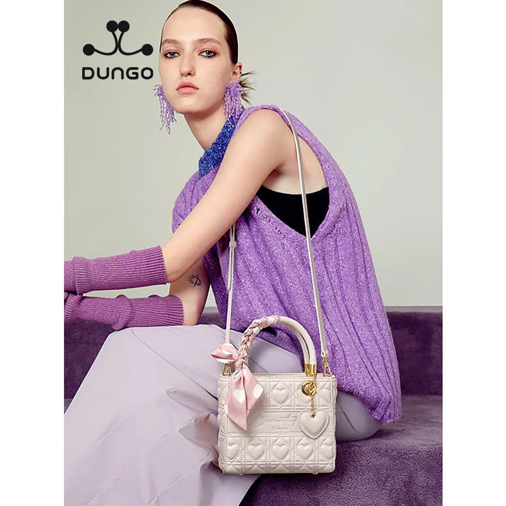 Túi Xách Quai Khăn Lụa Tim Trắng NU1172003-48S