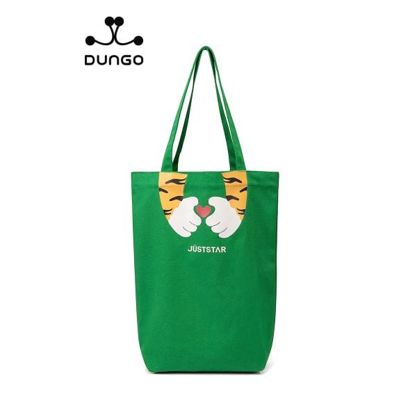  Túi Tote Canvas In Hổ Xanh Lá JUST STAR JU110392-07 