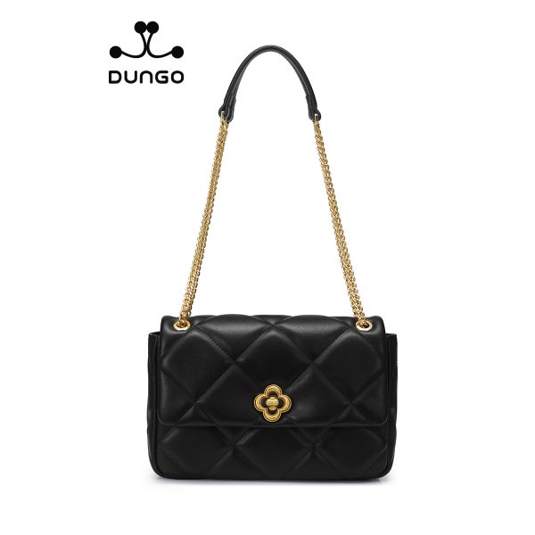  Túi Xách NUCELLE Đen Chần Trám Khóa Hoa NU1172032-01 