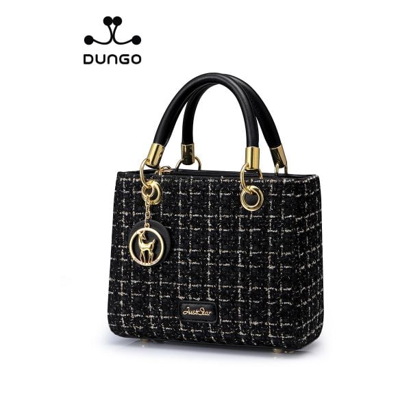  Túi Xách JUST STAR Tweed Đen Charm Hươu DU172524-01 