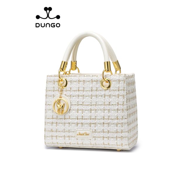  Túi Xách JUST STAR Tweed Trắng Charm Hươu DU172524-48 