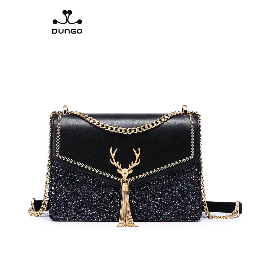 Túi Xách JUST STAR Sequin Đen Tuần Lộc DU172555-01