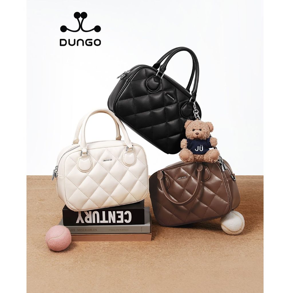 Túi Xách Chần Trám Mềm JU173099-48 Charm Gấu Da Trắng