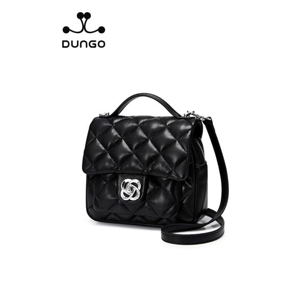  Túi Vuông Chần Trám Khóa Hoa JU173066-01 Đen 