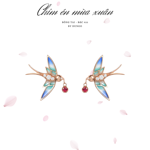  Bông Tai Bạc Dungo Thiết Kế Chim Én DU00068-BT 