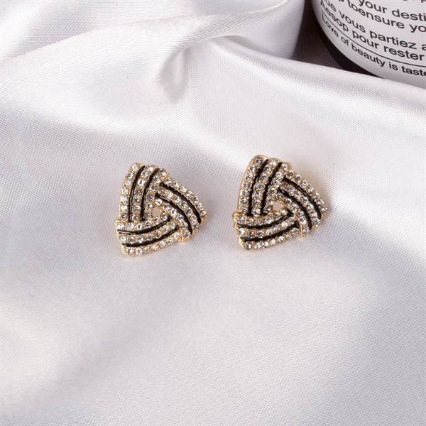  Bông Tai Tam Giác Nạm Đá- Gold 