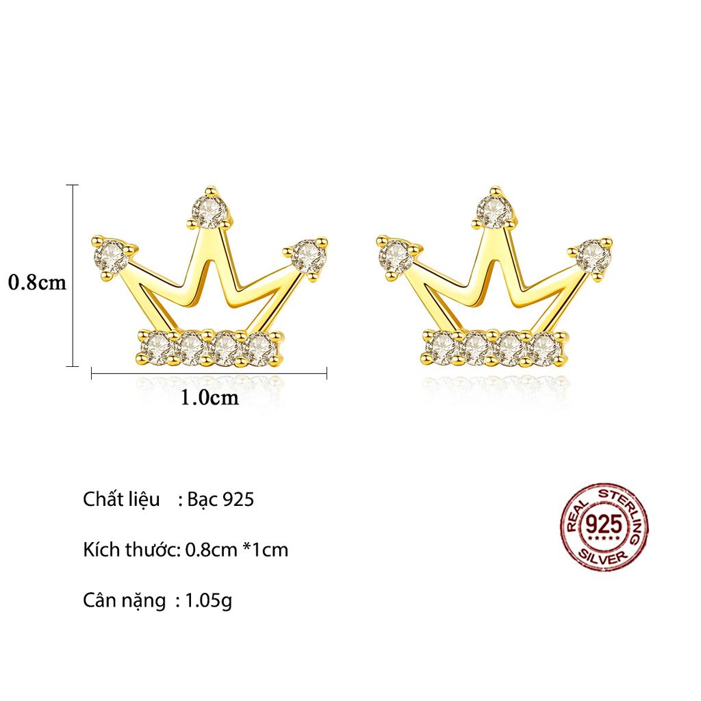 Bông Tai Bạc Dungo Crown Earrings DU16D08