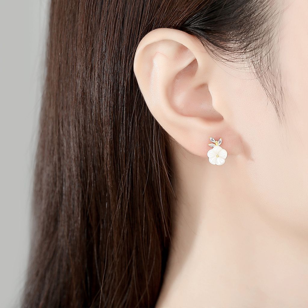 Bông Tai Bạc Dungo Flo Earrings 14K - DU11F03