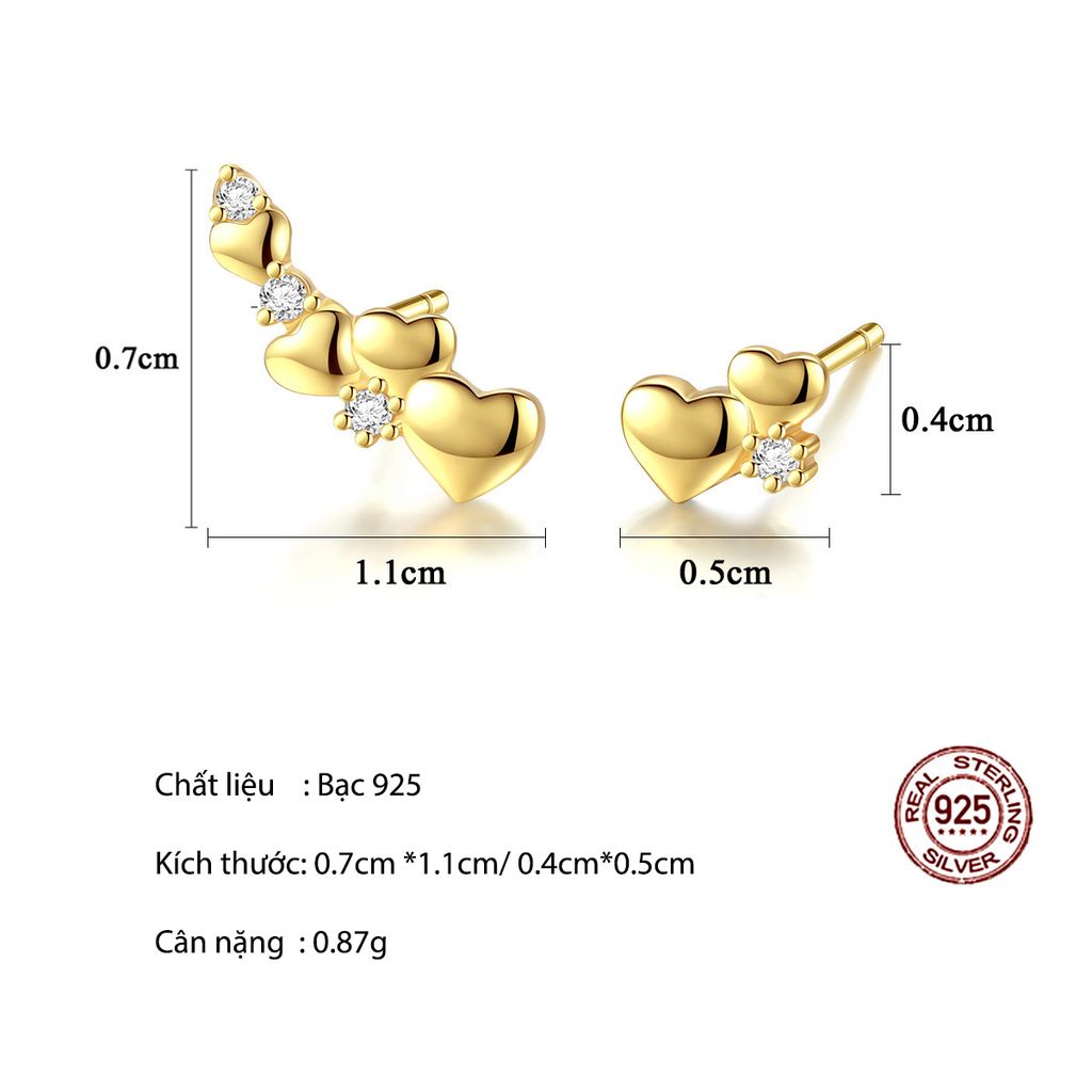 Bông Tai Bạc Dungo Love Earrings DU16C07