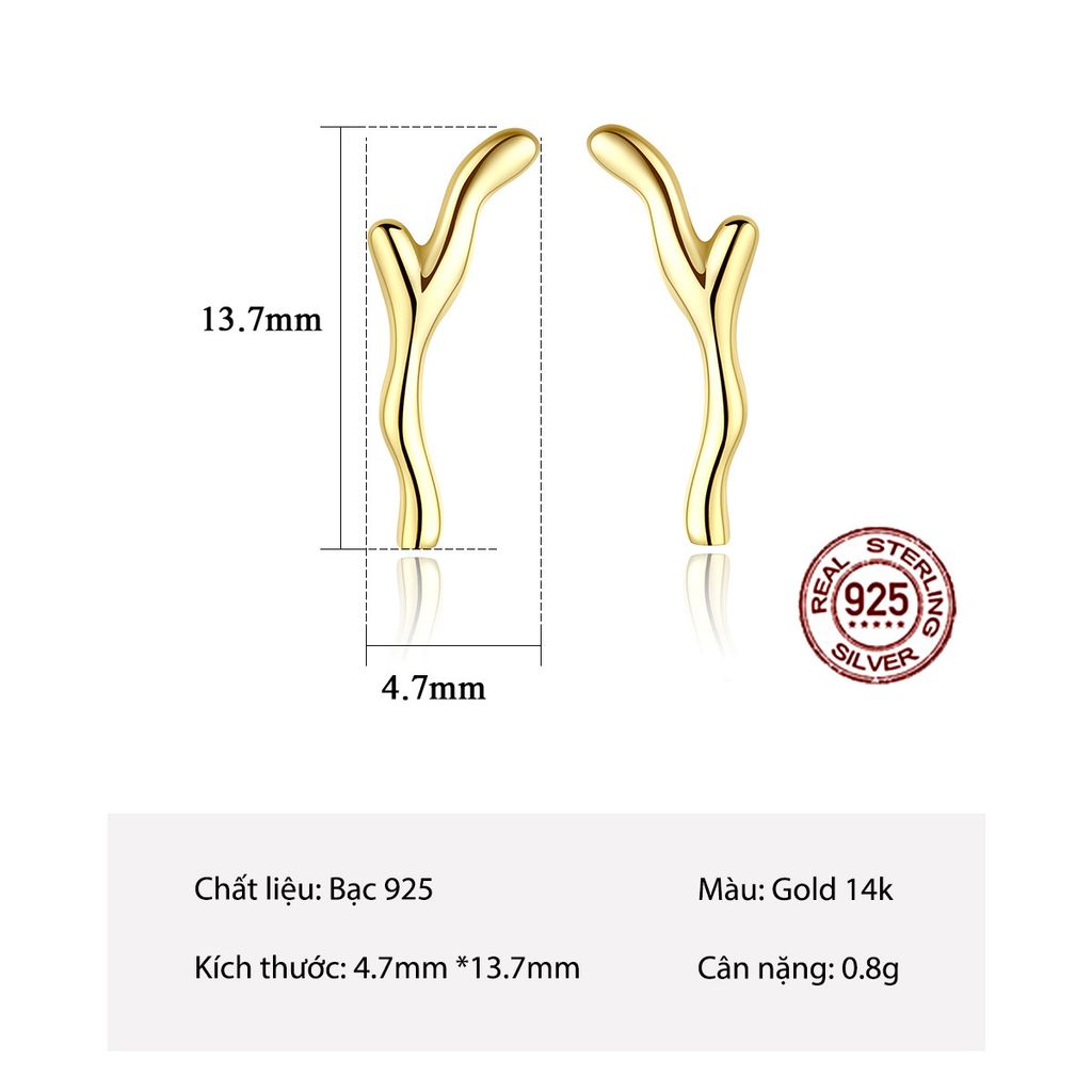 Bông Tai Bạc Dungo Tre Earrings 14K- DU11F04