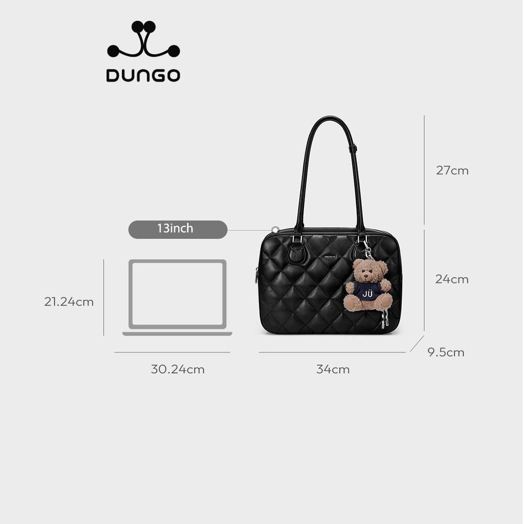 Túi Tote 13inch Da Chần Mềm Charm Gấu JU173100-24 Nâu
