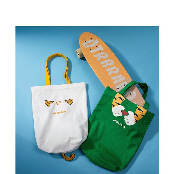  Túi Tote Canvas In Hổ Xanh Lá JUST STAR JU110392-07 