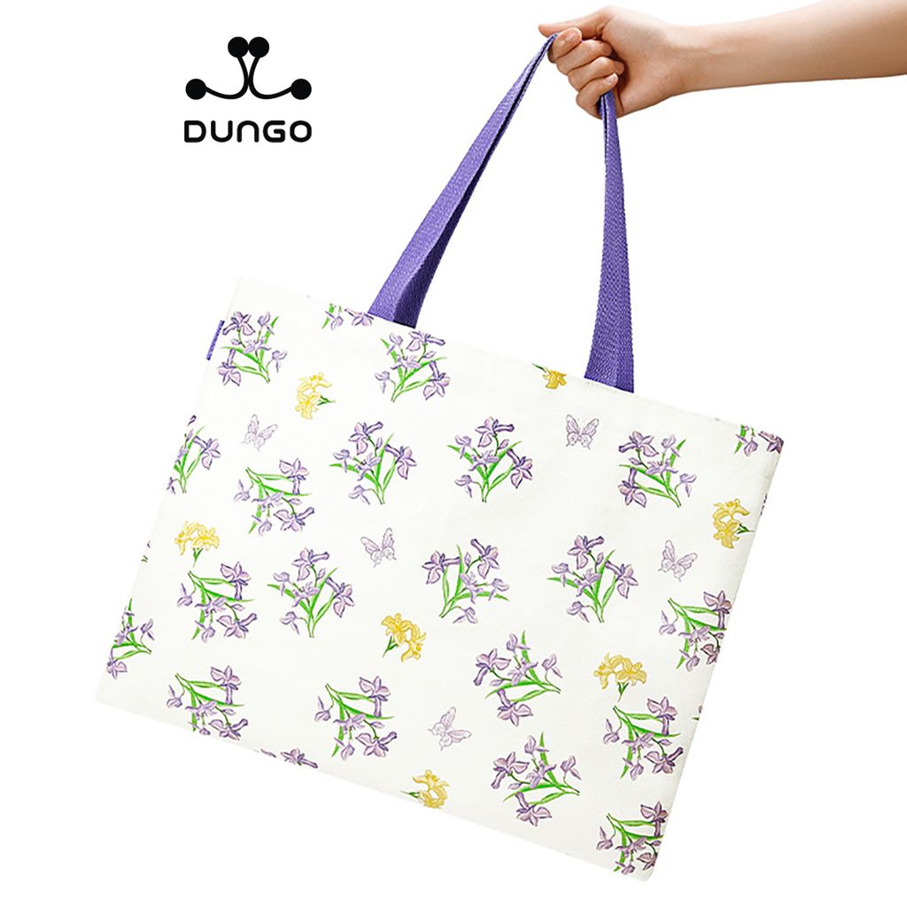 Túi Xách Vải Canvas In Hoa Tím NUCELLE NU110613-99