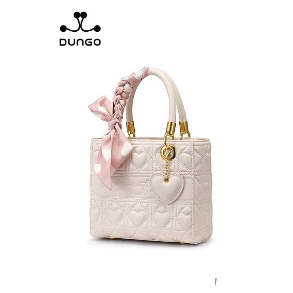  Túi Xách Quai Khăn Lụa Tim Trắng NU1172003-48S 