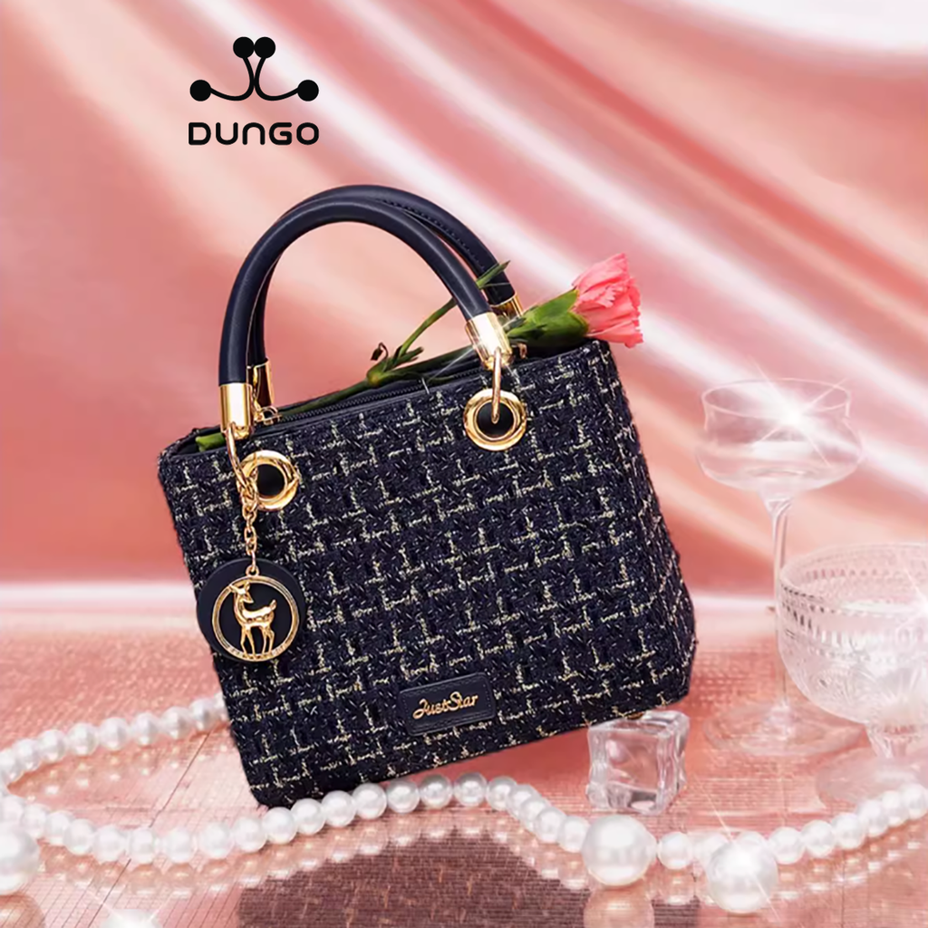 Túi Xách JUST STAR Tweed Xanh Charm Hươu DU172524-06