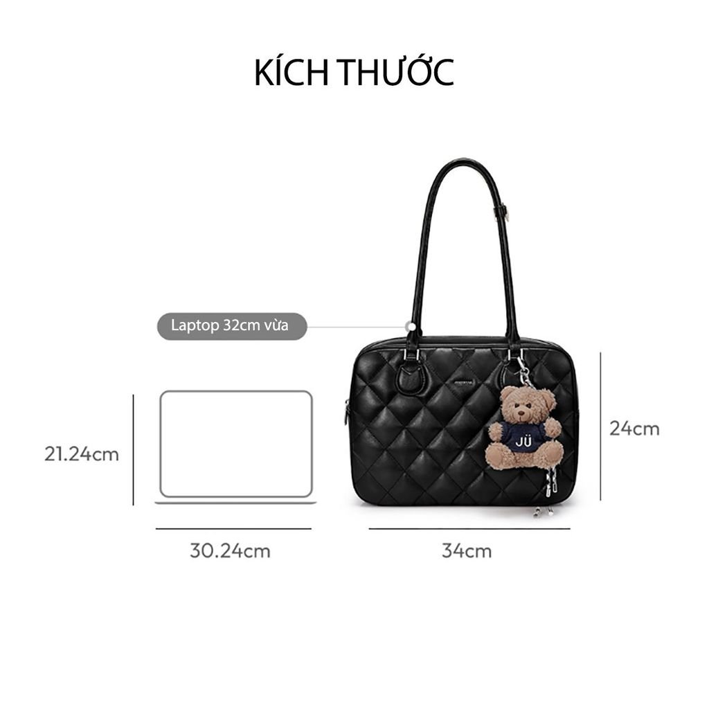 Túi Tote 13inch Da Chần Mềm Charm Gấu JU173100-04 Hồng