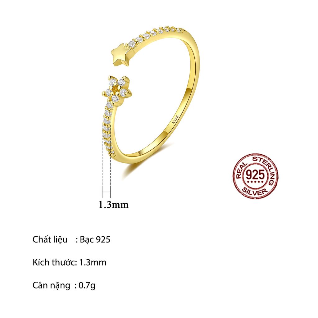 Nhẫn Bạc Dungo Star Ring 14K DU13B11